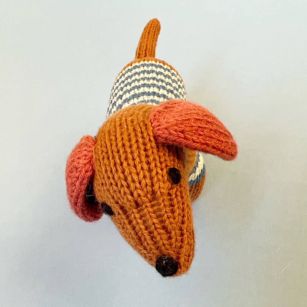 Estella - Organic Baby Rattle - Blue Dog