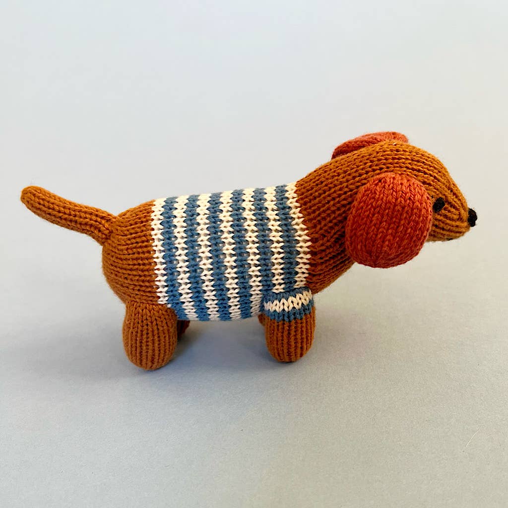 Estella - Organic Baby Rattle - Blue Dog