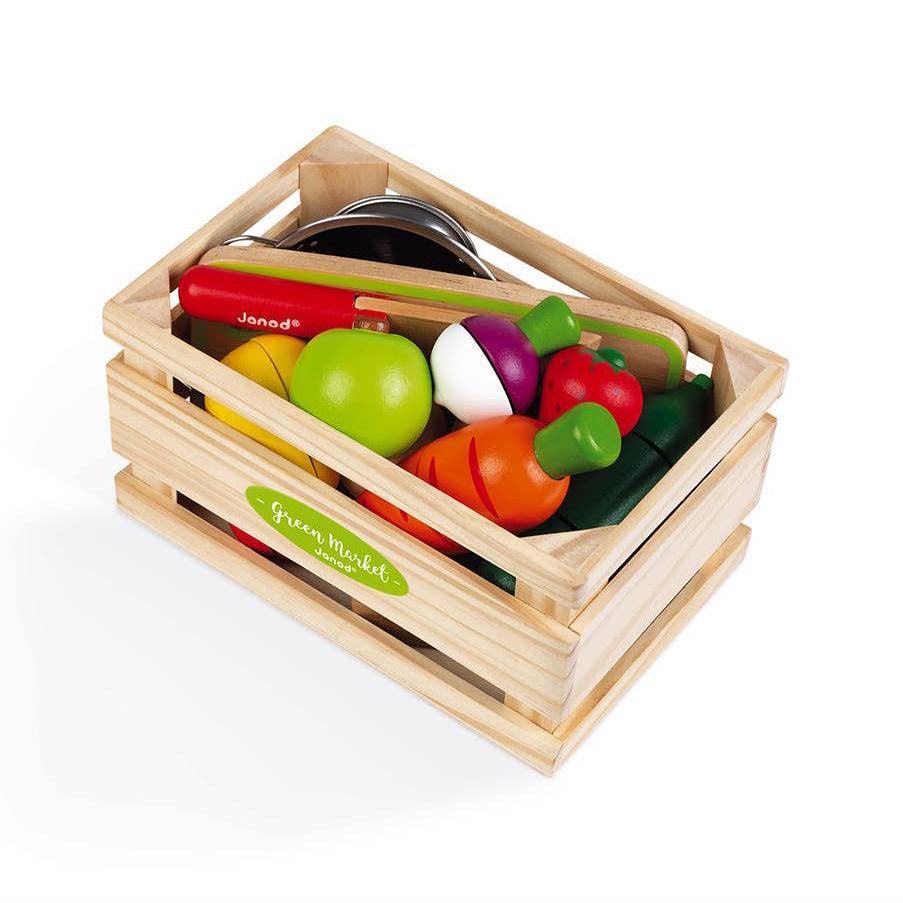 Janod - Green Market Fruits & Veggies - 12 pieces