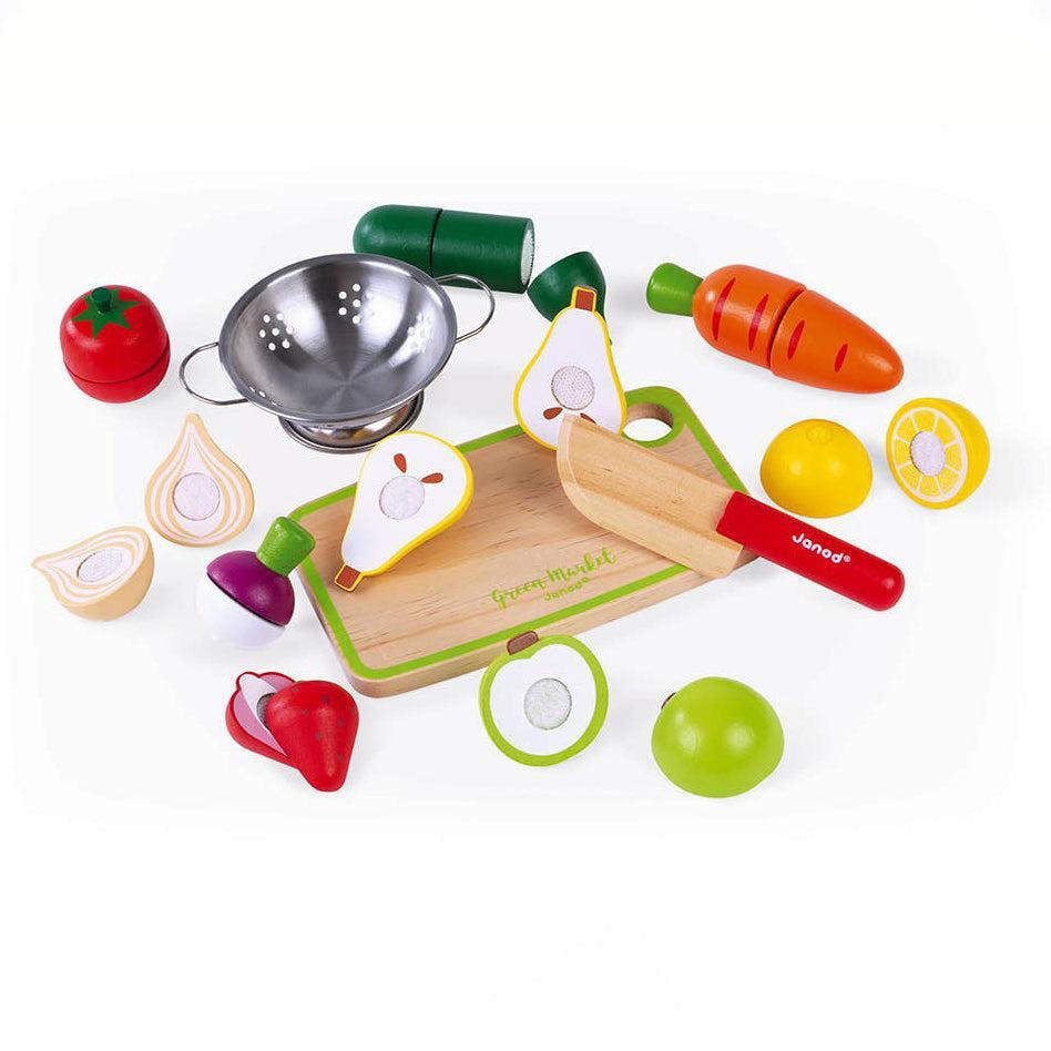 Janod - Green Market Fruits & Veggies - 12 pieces