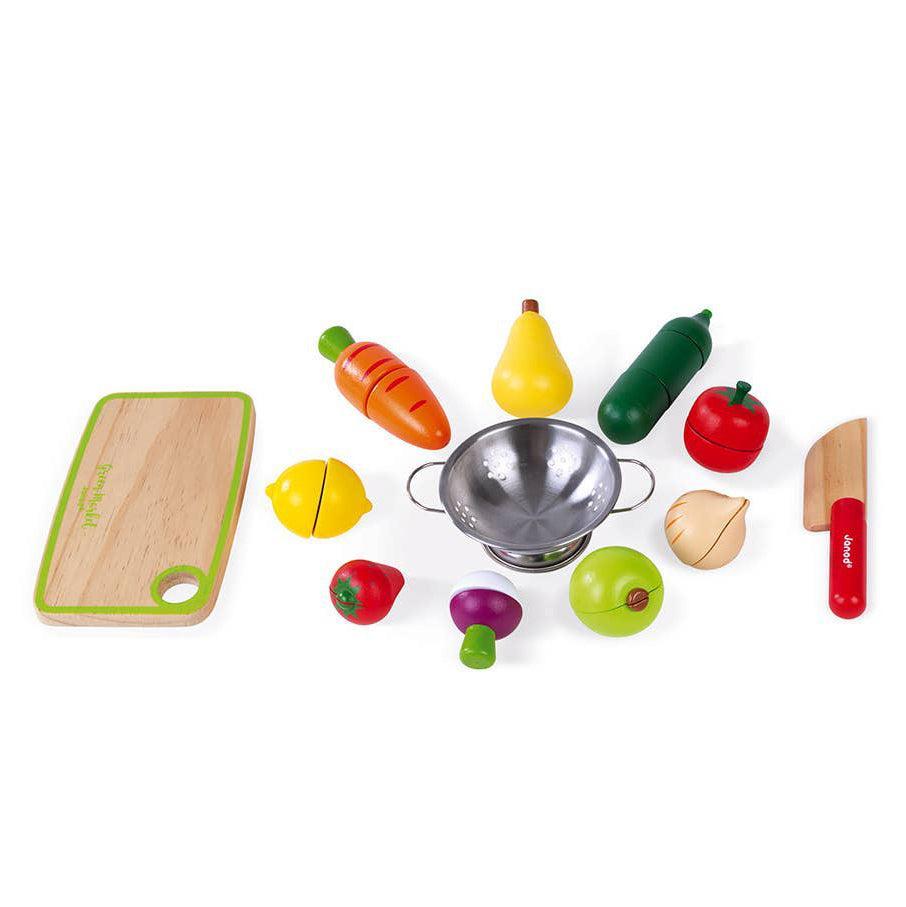 Janod - Green Market Fruits & Veggies - 12 pieces